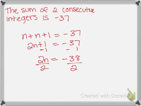 the sum of two consecutive numbers is 37. what are they|Is the sum of two whole numbers always greater than each number  .